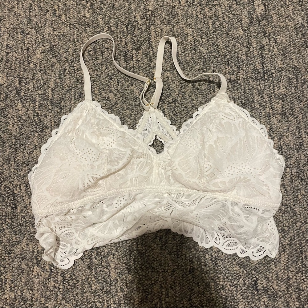 Aerie white lace raceback bralette large